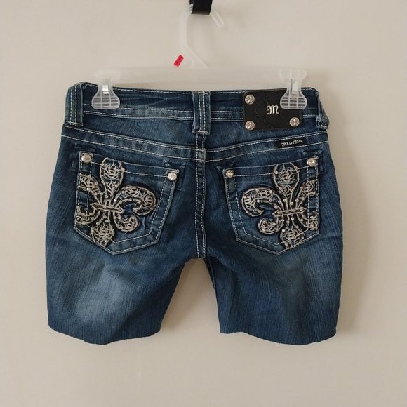 Miss Me Dark Wash Cut Off Shorts - Picture 1 of 8